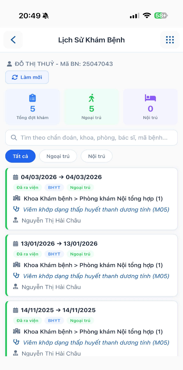 Hướng dẫn xem lịch sử khám bệnh trên eHeal